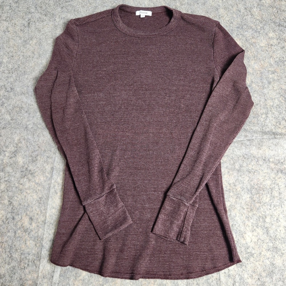 Gustin Waffle Knit Shirt Men M Red Thermal Knit Long Sleeve Crew Neck USA Made